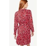 Free Assembly Long Sleeve Tiered Belted Mini Dress with Pockets Size Small Red Photo 2