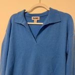 Filoro Cashmere Sweater Blue Polo Relaxed Fit Women’s Size Medium Pullover Photo 3