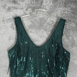 R & M Richards Dress Womens 6 Green Fringe Sequin Glam Party Formal Cocktails Photo 4