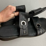 Black leather sandals with silver ring embellishments 🔥 Size 8.5 Photo 0