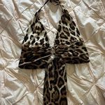 MD brown black poly O ring halter top Size M Photo 0