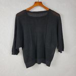 Chico's  Women's Sweater 1 Black Open Knit Dolman Sleeves Square Neck Pullover Photo 2