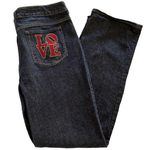 No Boundaries NOBO  "Love" Pocket Y2K Straight Denim Blue Jeans ~ Junior Size 19 Photo 1
