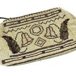 Vintage 1930's Czech Hand Beaded Art Deco Feather Clutch Wristlet Brown Photo 0