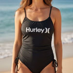 Hurley  Black White Logo Swimsuit One Piece Bathing Suit Size Large Photo 0