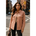 Jones New York Signature Shacket Blush Pink Button Up Soft Quiet Luxury Parisian Photo 1
