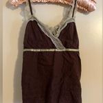 Japanese Trudea Cotton Openwork Eyelet Embroidered V Neck top With Lace&Ribbons Brown Photo 0