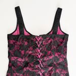 Tripp NYC [] Black Pink Y2K Floral Print Lace Hook & Eye Corset Top Size Large L Photo 3