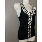 Willi Smith  Top Womens Large Black Zebra Print Zip Front Sleeveless Tank Photo 1
