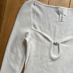 H&M Elegant White Women's Long Sleeve Sweater with Pearl Detail Small Photo 3