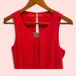 Flowy lipstick red sleeveless rhinestone collar bling top peek a boo back Silver Size M Photo 2