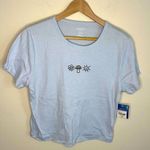 Arizona Jeans NWT Arizona Jean Co Baby Tee Short Sleeve Blue Top Womens XL Flower Mushroom Sun Photo 0