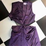 One33 Social Cutout Gown Maxi Dress Dark Purple Gold Hardware Grecian Slit sz 10 Photo 7