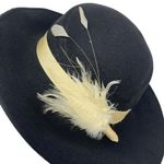 Doeskin Vintage Ladies Hat Black Felt Fedora And Feathers Made In USA Photo 1