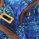 Soft Surroundings Teal Blue Plaid Long Coat Size 1X Jacket Cape Wool Boucle Photo 6