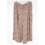 Anthropologie  Animal Print Pleat Front Wide‎ Leg Crop Pants XL Photo 1