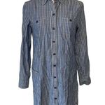 Lucky Brand Stiped Chambray Denim Jean Long sleeve Button Down Shirt Dress XS Photo 0
