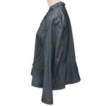 Sandro Studio Ruffle Trim Zip Front Jacket Blue Long Sleeve Plus Sz 1X Workwear Photo 3