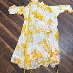 Vintage Yellow Floral Ruffle Wrap swim cover up kimono Dress Sz 2X Photo 11