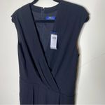 Polo Ralph Lauren Black Jumpsuit Cap Sleeve VNeck Womens Size 4 NWT Retail $398 Photo 2
