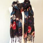 Gap Floral Wrap Style Scarf with Fringe - Purple Photo 2