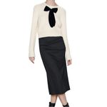 ZARA  Cream Long Sleeve Velvet Bow Sweater Women's Size Medium Photo 1