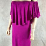Crystal Doll  Off-the-shoulder Magenta Layered Bodycon Dress NEW Small Photo 3