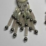 Handmade Beaded Statement Silver Tone Stone /Bead Clip On Earrings Dangle Fringe Photo 7