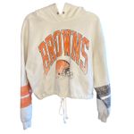 ‘47 Brand Womens Medium Oatmeal Harper Cleveland‎ Browns Pullover Hoodie Cropped Orange Photo 1