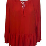 Loft Small Orange Flowy Long Sleeve Tie Front Blouse Top Shirt Office Work Boho Photo 0