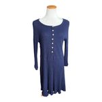 Anthropologie NWT Womens  Blu Pepper Navy Blue Ribbed Button Baby Doll Dress -  S Photo 2
