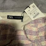 ZARA  Pink and Cream Plaid Strapless Top Photo 2