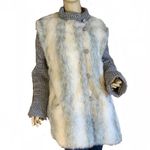 VINTAGE 1980’S CHEYENNE BY HILLMOOR GRAY & WHITE FAUX FUR & KNIT COAT (XL) Photo 0