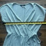 Caution to the Wind  Women's Short Sleeve Striped Turquoise Blue Dress Size M Photo 3