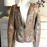 Rampage Metallic Taupe Bomber Jacket Faux Suede Fleece Lined Womens Small Moto Photo 3