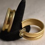 Vintage Chunky Statement Textured Gold Tone Hoop Stud/Post Earrings 1960's Photo 2