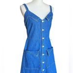 #16 NWT MOTHER Denim The Double Fold Dress in Cutting Edge Blue Size L Photo 7