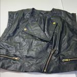 Peper Tee black Faux Leather Vest with Gold Accents. Size L Photo 13