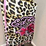 Ed Hardy  Leopard Print Scarf with Pink Rose Design Photo 3
