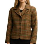 Pendleton PENDELTON PLAID TAN BROWN GREEN ORANGE BLAZER THREE BUTTON JACKET 10 Photo 0