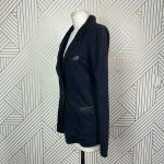 T by Alexander Wang Black Leather Accent Trim Knit Blazer Size Small‎ **Flawed Photo 6