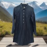 J.Crew Western Blue‎ Chambray Denim Mini Shirt Dress Boho Cowgirl Preppy S Blue Photo 1