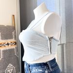 ZARA  Light Blue Denim Strappy Crop Top Women’s Size Large  NWT Photo 2