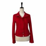 Cache  Jacket Cropped High Stand Collar Moto Zip Snap Closure Red Women’s Size 4 Photo 1