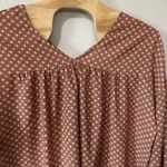 Three Bird Nest Size XL Boho Long Balloon Sleeve Blouse Cottagecore Brown Print Photo 1