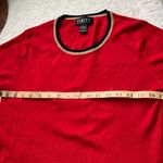 Red black gold trim short sleeve Crewneck sweater Size M Photo 2