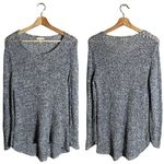 Eileen Fisher Scoop Neck Open Knit Sweater Pullover Women's Medium Gray Cotton Photo 0