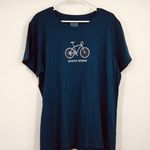 Life Is Good SS Blue T Shirt 2X Bicycle Cotton Spokes Woman Cycling Cyclist Photo 0