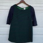 Anthropologie Postmark Women’s Shirt Forest Stripe Tunic Green Navy Medium Photo 0