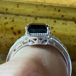 Natural Black Tourmaline Sterling Silver Heart Ring Size 11 Photo 1